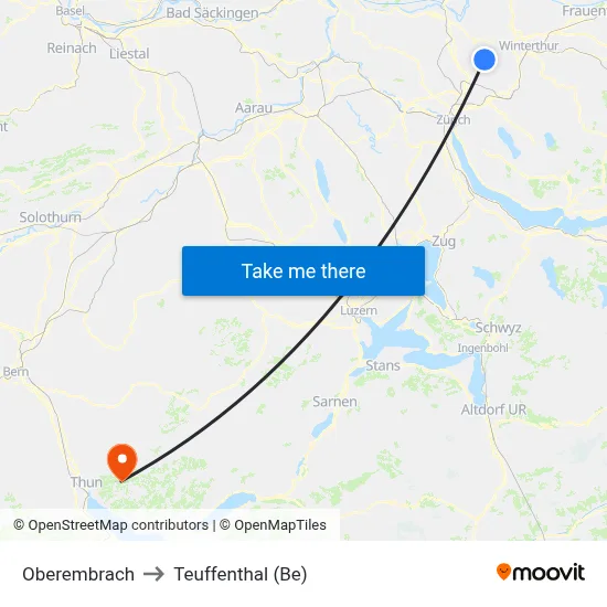 Oberembrach to Teuffenthal (Be) map
