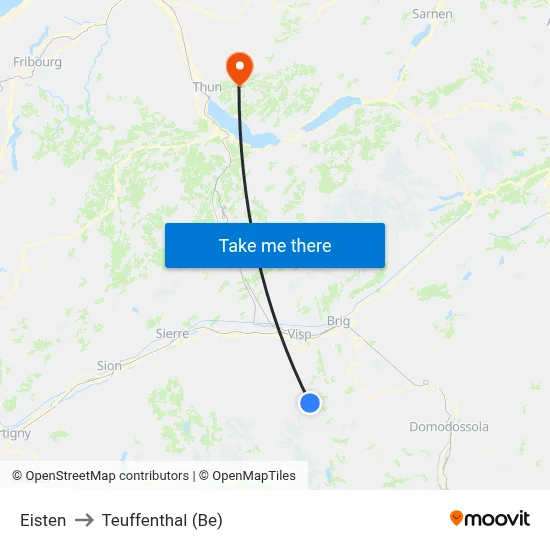 Eisten to Teuffenthal (Be) map