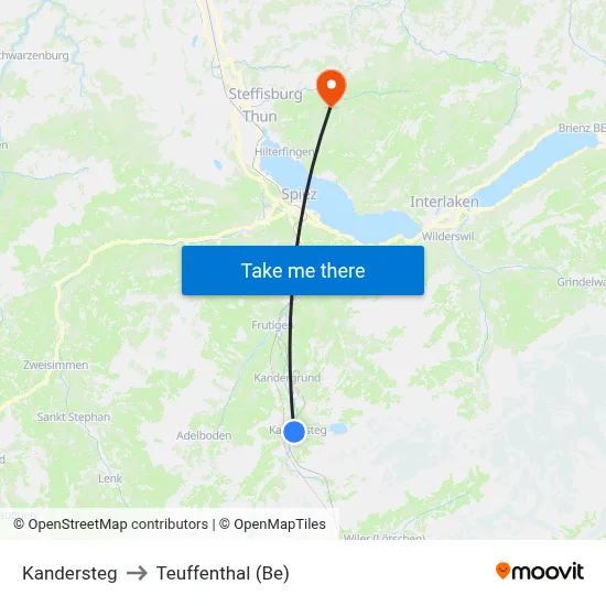 Kandersteg to Teuffenthal (Be) map