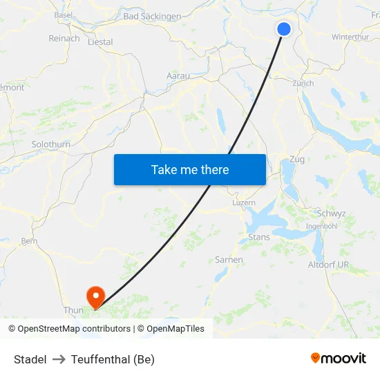 Stadel to Teuffenthal (Be) map