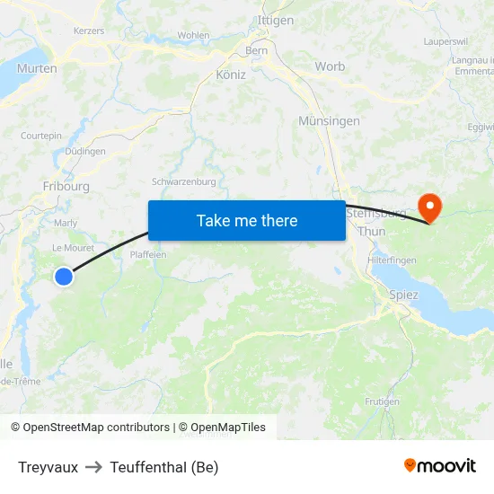 Treyvaux to Teuffenthal (Be) map
