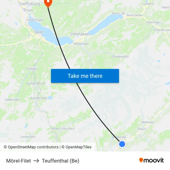 Mörel-Filet to Teuffenthal (Be) map