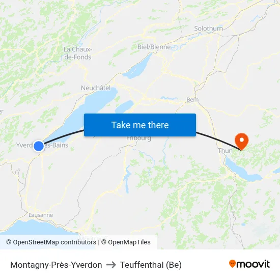 Montagny-Près-Yverdon to Teuffenthal (Be) map