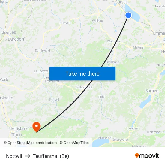 Nottwil to Teuffenthal (Be) map