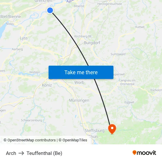 Arch to Teuffenthal (Be) map
