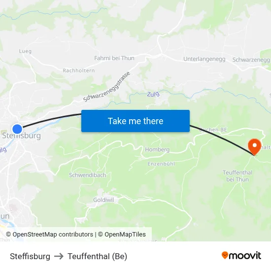 Steffisburg to Teuffenthal (Be) map