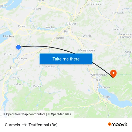 Gurmels to Teuffenthal (Be) map