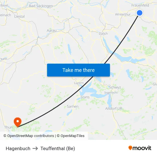Hagenbuch to Teuffenthal (Be) map