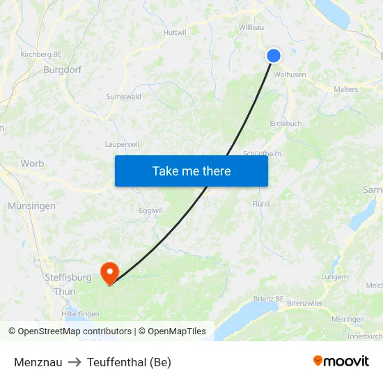 Menznau to Teuffenthal (Be) map