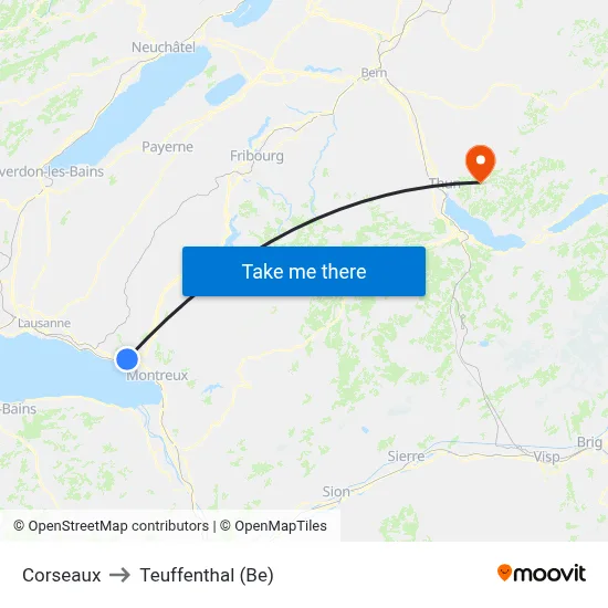 Corseaux to Teuffenthal (Be) map
