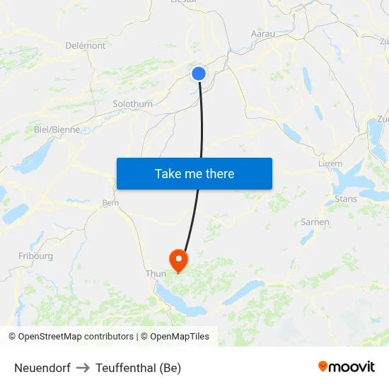 Neuendorf to Teuffenthal (Be) map