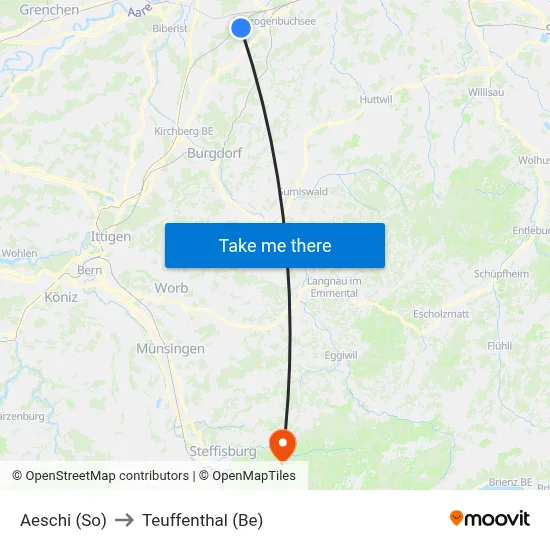 Aeschi (So) to Teuffenthal (Be) map