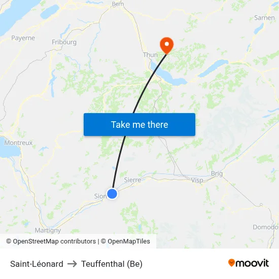 Saint-Léonard to Teuffenthal (Be) map