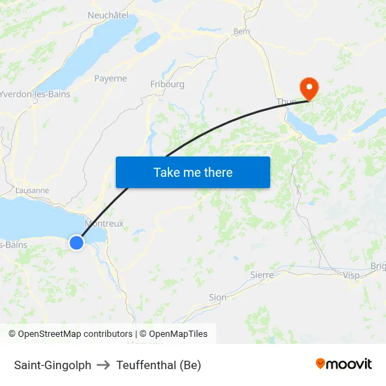 Saint-Gingolph to Teuffenthal (Be) map