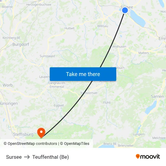 Sursee to Teuffenthal (Be) map