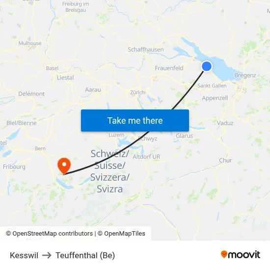 Kesswil to Teuffenthal (Be) map