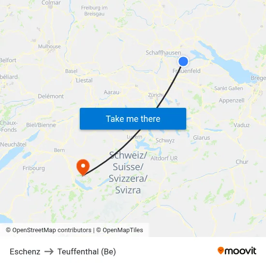 Eschenz to Teuffenthal (Be) map