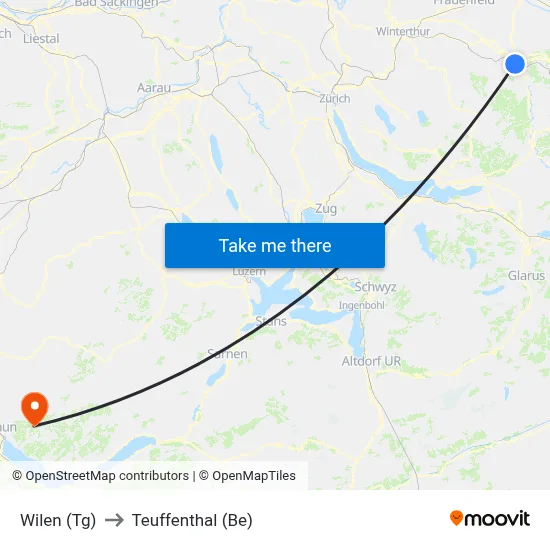 Wilen (Tg) to Teuffenthal (Be) map