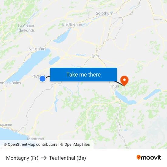 Montagny (Fr) to Teuffenthal (Be) map