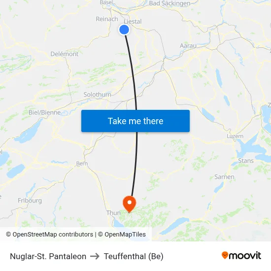 Nuglar-St. Pantaleon to Teuffenthal (Be) map