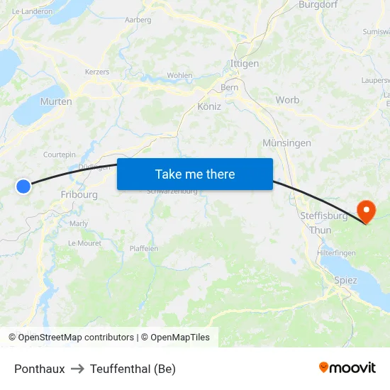 Ponthaux to Teuffenthal (Be) map