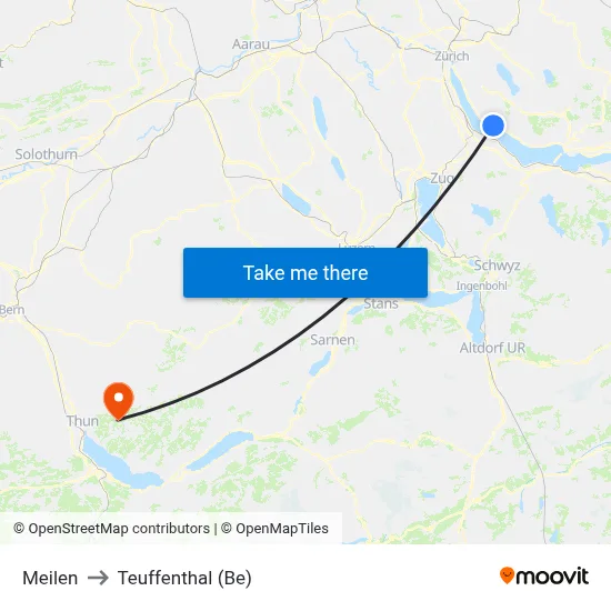 Meilen to Teuffenthal (Be) map