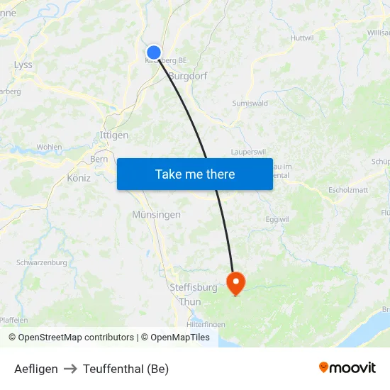 Aefligen to Teuffenthal (Be) map