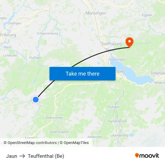 Jaun to Teuffenthal (Be) map