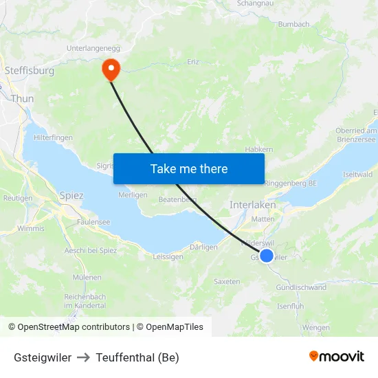 Gsteigwiler to Teuffenthal (Be) map