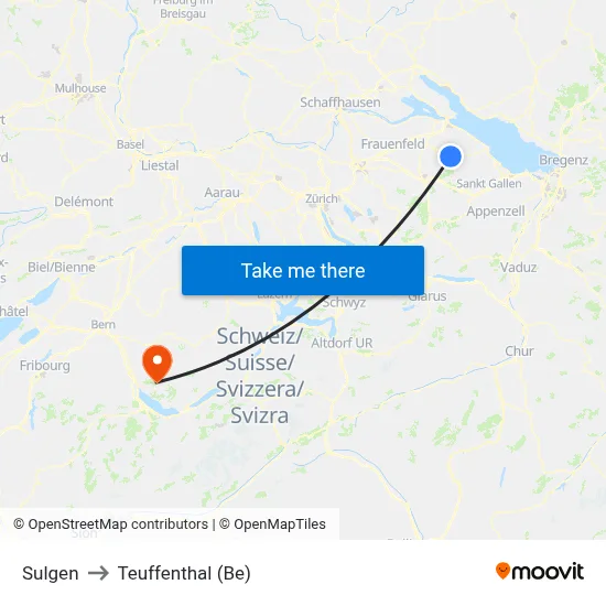 Sulgen to Teuffenthal (Be) map