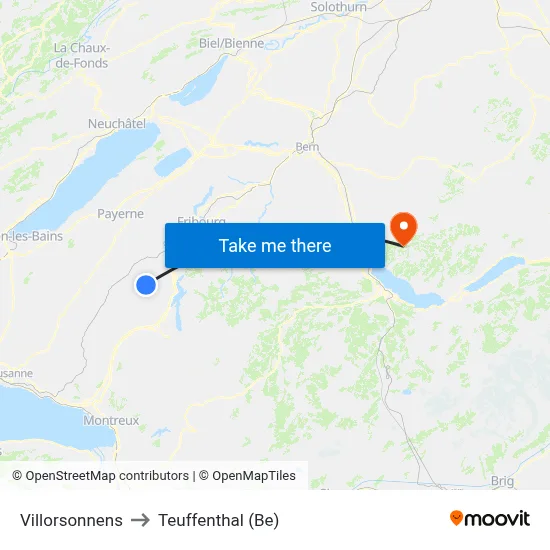 Villorsonnens to Teuffenthal (Be) map