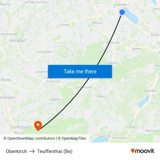 Oberkirch to Teuffenthal (Be) map