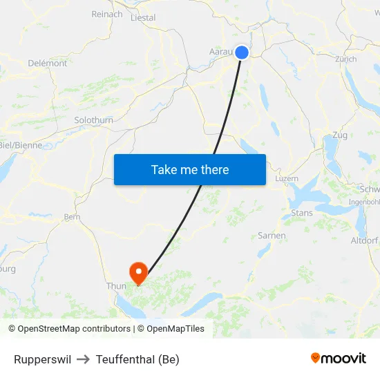 Rupperswil to Teuffenthal (Be) map