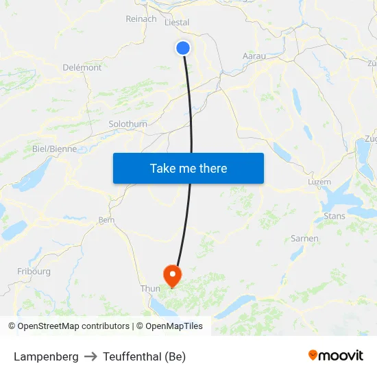 Lampenberg to Teuffenthal (Be) map