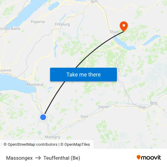 Massongex to Teuffenthal (Be) map