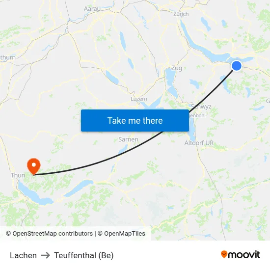 Lachen to Teuffenthal (Be) map