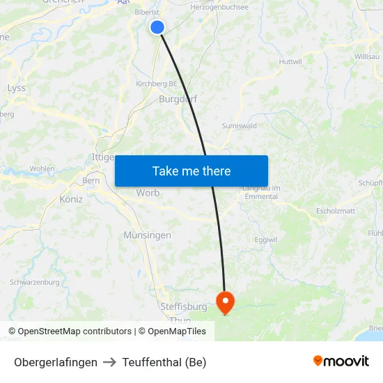 Obergerlafingen to Teuffenthal (Be) map