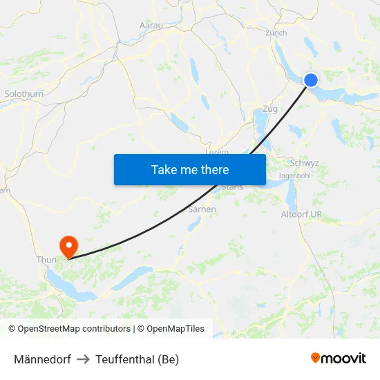 Männedorf to Teuffenthal (Be) map