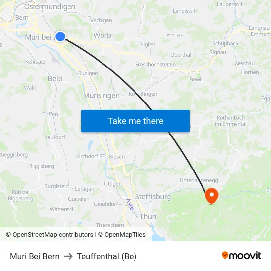 Muri Bei Bern to Teuffenthal (Be) map