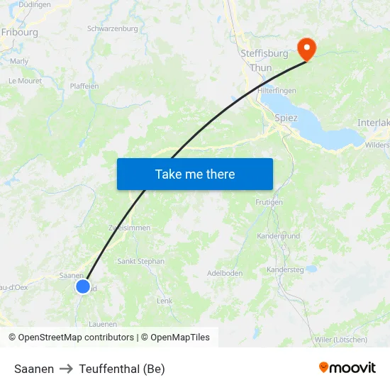 Saanen to Teuffenthal (Be) map
