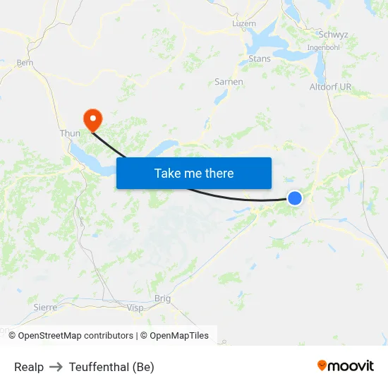 Realp to Teuffenthal (Be) map