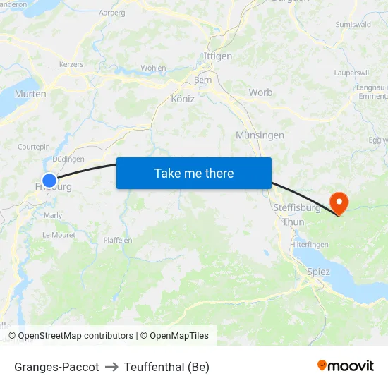 Granges-Paccot to Teuffenthal (Be) map