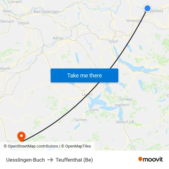 Uesslingen-Buch to Teuffenthal (Be) map