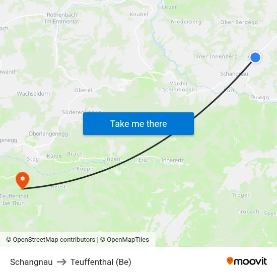 Schangnau to Teuffenthal (Be) map