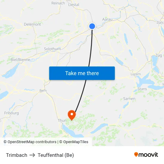 Trimbach to Teuffenthal (Be) map