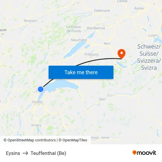 Eysins to Teuffenthal (Be) map