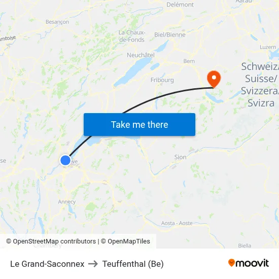Le Grand-Saconnex to Teuffenthal (Be) map