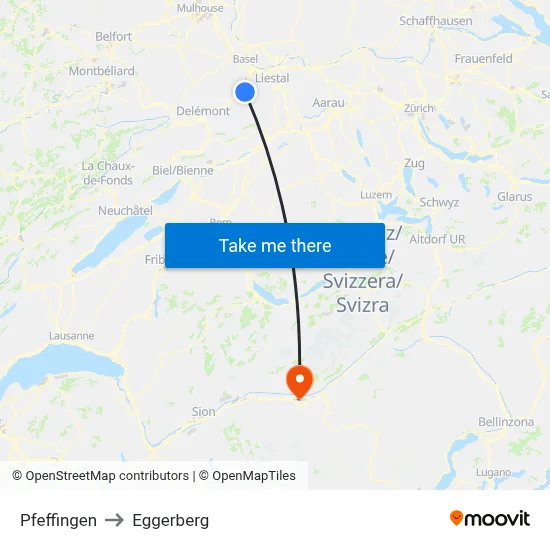 Pfeffingen to Eggerberg map