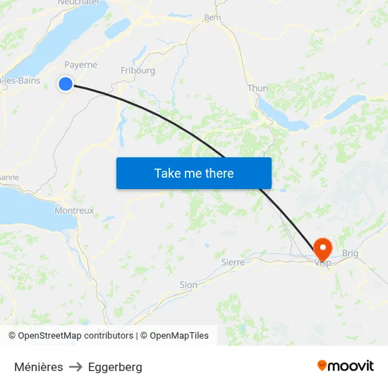 Ménières to Eggerberg map
