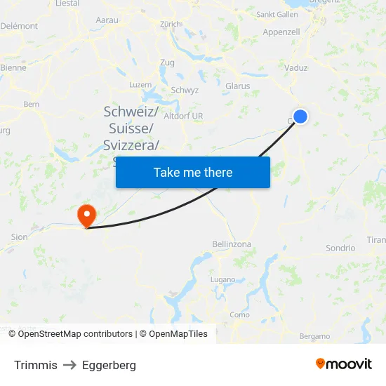 Trimmis to Eggerberg map